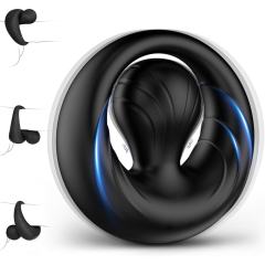 10-Mode Rechargeable Waterproof Silicone Black Vibrating Cock Ring with Magnetic USB Charging