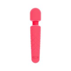30-Mode Magenta Rechargeable Waterproof Silicone Wand Vibrator with Paowerful Motor and LED Display