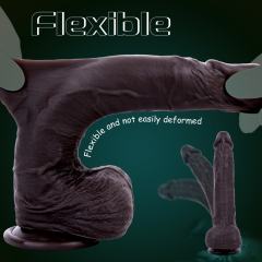10.24'' Dark Brown Silicone Realistic Dildo with Moveable Foreskin and Strong Suction Cup