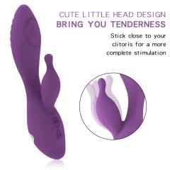 10-Speed Purple/Magenta Color Rechargeable Silicone Vibrator with Tapping Function