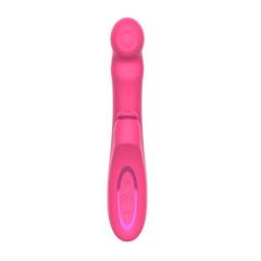 10-Mode Magenta Rechargeable Silicone G-Spot Vibrator with Heating - 7-Mode Flapping,5-Mode Tapping