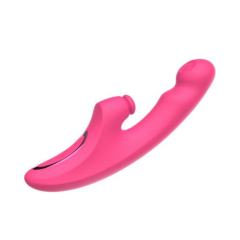 10-Mode Magenta Rechargeable Silicone G-Spot Vibrator with Heating - 7-Mode Flapping,5-Mode Tapping