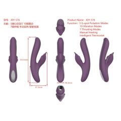10-Mode Rechargeable Silicone Vibrator with Heating - 7-Mode Thrusting,5-Mode Tapping