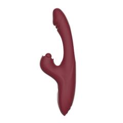 10-Mode Red/Purple Rechargeable Silicone G-Spot Vibrator with Heating - 7-Mode Flapping,5-Mode Tapping