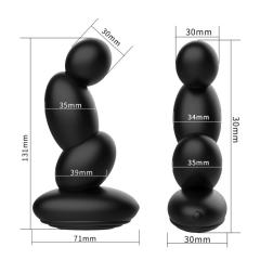 Black 10-Speed Rechargeable Rotating Silicone Vibrating Anal Plug with Remote Control