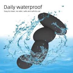 Black 10-Speed Rechargeable Rotating Silicone Vibrating Anal Plug with Remote Control