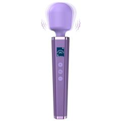 8-Speed Purple Rechargeable Silicone Wand Massager for Clitoral Stimulation with LED Display