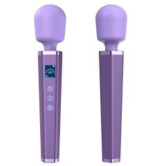 8-Speed Purple Rechargeable Silicone Wand Massager for Clitoral Stimulation with LED Display