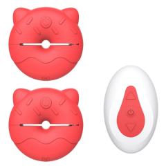 10-Speed Cute Donut Design Rechargeable Silicone Vibrating Nipple Clamps with Remote Control