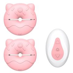 10-Speed Cute Donut Design Rechargeable Silicone Vibrating Nipple Clamps with Remote Control