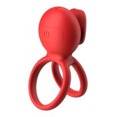 9-Mode App-Controlled Red Vibrating Cock Ring with Vibrating Tongue