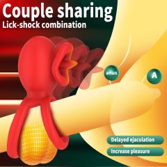 9-Mode App-Controlled Red Vibrating Cock Ring with Vibrating Tongue