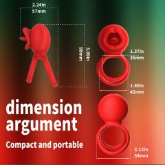 9-Mode App-Controlled Red Vibrating Cock Ring with Vibrating Tongue