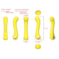 10-Speed Yellow Rechargeable Silicone Vibrator with Heating Function