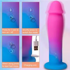 10-Speed Rechargeable Silicone Dildo (7.36'') – Thrusting, Vibrating & Heating in Magenta & Blue