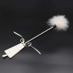 18.12'' White Spanking Paddle with Artificial Feather Tickler