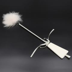 18.12'' White Spanking Paddle with Artificial Feather Tickler