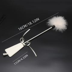 18.12'' White Spanking Paddle with Artificial Feather Tickler