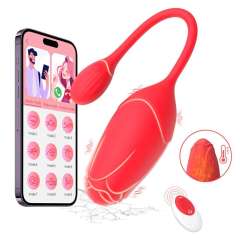 App-Controlled Silicone Rose Vibrator with Heating and Remote Cotrol