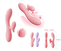 9-Mode Rechargeable Pink/Purple Silicone Rabbit Vibrator Type II
