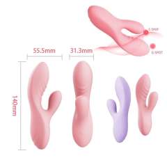 9-Mode Rechargeable Pink/Purple Silicone Rabbit Vibrator Type I