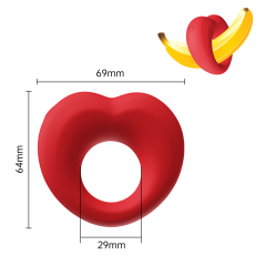 App-Controlled Red Vibrating Heart-Shaped Cock Ring with Remote Control