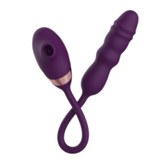 10-Speed Purple Color Silicone Vibrator with Sucking and Thrusting Function