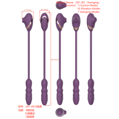 10-Speed Purple Color Silicone Vibrator with Sucking and Thrusting Function