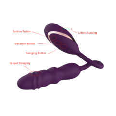 10-Speed Purple Color Silicone Vibrator with Sucking and Thrusting Function
