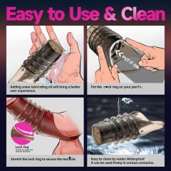 Textured Clear Black TPE Penis Sleeves Set with Ball Ring (2 Pack)