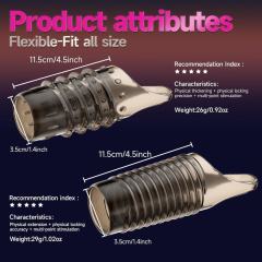 Textured Clear Black TPE Penis Sleeves Set with Ball Ring (2 Pack)