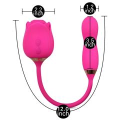 Customizable 10-Speed Pink Color Silicone Clitoral Sucking Rose with Wiggling Vibrator