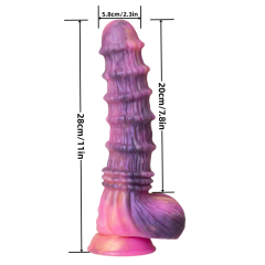 11 Inch 8-Mode Multicolor Extra-Large Multicolor Remote-Controlled Vibrating Silicone Dildo with Beaded Design and Strong Suction Cup