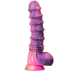 11 Inch 8-Mode Multicolor Extra-Large Multicolor Remote-Controlled Vibrating Silicone Dildo with Beaded Design and Strong Suction Cup