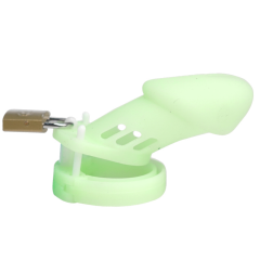 4.33' Glow-in-the-Dark Green Waterproof Silicone Male Chastity Cage with Locks
