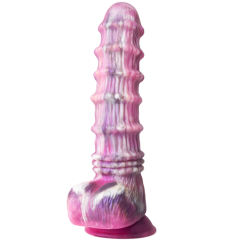 11 Inch 8-Mode Multicolor Extra-Large Multicolor Remote-Controlled Vibrating Silicone Dildo with Beaded Design and Strong Suction Cup