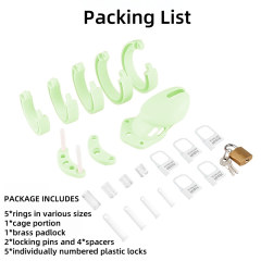 3.55 Inch Glow-in-the-Dark Green Waterproof Silicone Male Chastity Cage with Locks