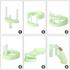 4.33' Glow-in-the-Dark Green Waterproof Silicone Male Chastity Cage with Locks