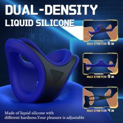 2in1 Silicone Blue+Black Penis Ring Cock Ring Set with Retailling Box