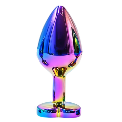 2.76 Inch Rainbow Metal Butt Plug with Heart-Shaped Base and Gift Box