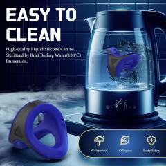 2in1 Silicone Blue+Black Penis Ring Cock Ring Set with Retailling Box