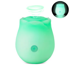 Glow-in-the-Dark 10-Function Green Silicone Rechargeable Clitoral Sucking Rose Sex Toy