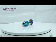 Customizable 2.76 Inch Rainbow Metal Butt Plug with Gift Box