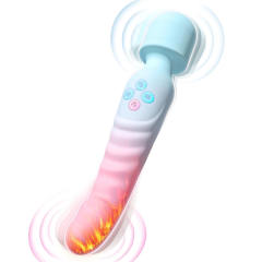 8.87 Inch 10-Speed Blue & Pink Waterproof Rechargeable Wand Massager with Heating Function