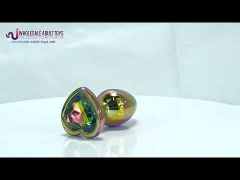 Customizable 2.76 Inch Rainbow Metal Butt Plug with Heart-Shaped Base and Gift Box