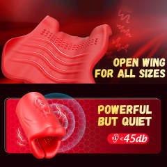3.94 Inch Red 9-Speed Waterproof Rechargeable Silicone Tongue Male Masturbator