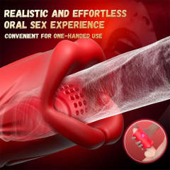 3.94 Inch Red 9-Speed Waterproof Rechargeable Silicone Tongue Male Masturbator