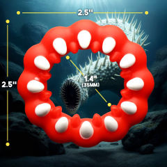 2.56'' Red + White 100% Medical-Grade Silicone Monster Teeth Cock Ring