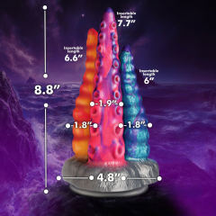 Multicolor 100% Medical-Grade Silicone Fantasy Monster Dildo with Triple Tentacle Design