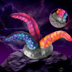 Multicolor 100% Medical-Grade Silicone Fantasy Monster Dildo with Triple Tentacle Design